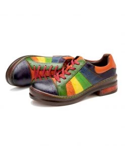 SOFFIA | Rainbow Strap Vintage Genuine Leather Sneakers NEW ARRIVALS