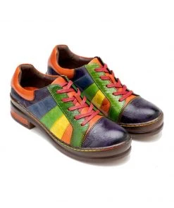 SOFFIA | Multi Color Strap Vintage Genuine Leather Sneakers