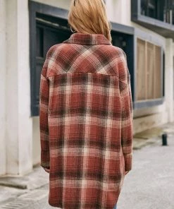 YBL New In Clothing Smaibulun | Side Pockets Plaid Button-Up Shirt Jacket