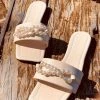 HT New In Shoes En Bloom | Ivory Pearl Chain Slides Flat Sandalsw