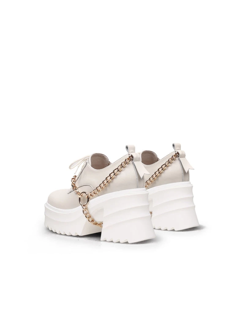 Jady Rose NEW ARRIVALS JadyRose | Ivory Leather Chain Over Chunky Heel Oxford 4 Jady Rose NEW ARRIVALS JadyRose | Ivory Leather Chain Over Chunky Heel Oxford