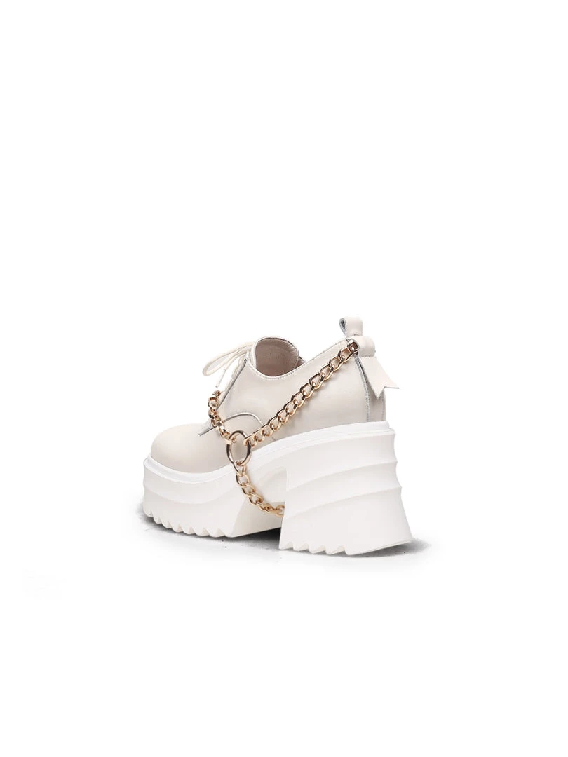 Jady Rose NEW ARRIVALS JadyRose | Ivory Leather Chain Over Chunky Heel Oxford 5 Jady Rose NEW ARRIVALS JadyRose | Ivory Leather Chain Over Chunky Heel Oxford