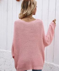 MY New In Clothing Smaibulun | Batwing Sleeve Low V-Neck Sweater - Pink 13 MY New In Clothing Smaibulun | Batwing Sleeve Low V-Neck Sweater - Pink