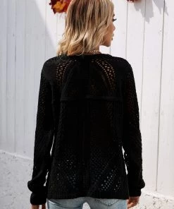 MY Smaibulun | Hollow Out Crochet Knit Top - Black New In Clothing