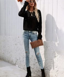 MY Smaibulun | Hollow Out Crochet Knit Top - Black New In Clothing