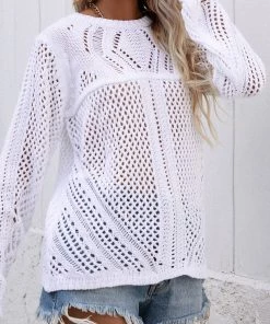 MY Smaibulun | Hollow Out Crochet Knit Top - White New In Clothing