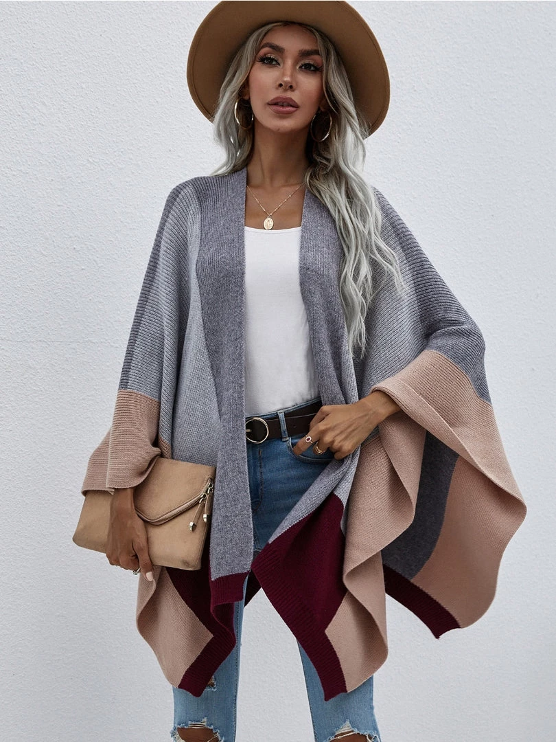 MY New In Clothing Smaibulun | Color Block Knit Ruana - Grey & Beige 5 MY New In Clothing Smaibulun | Color Block Knit Ruana - Grey & Beige