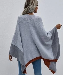 MY Smaibulun | Color Block Knit Ruana - Smoke