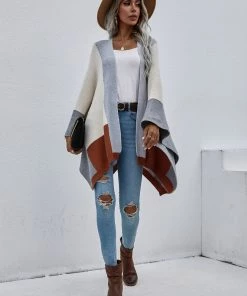 MY Smaibulun | Color Block Knit Ruana - Smoke