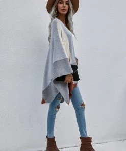 MY Smaibulun | Color Block Knit Ruana - Smoke