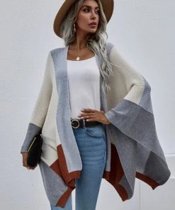 MY Smaibulun | Color Block Knit Ruana - Smoke