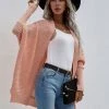 MY New In Clothing Smaibulun | Batwing-Sleeve Open Knit Cardigan - Peach