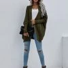 MY Smaibulun | Batwing-Sleeve Open Knit Cardigan - Olive New In Clothing