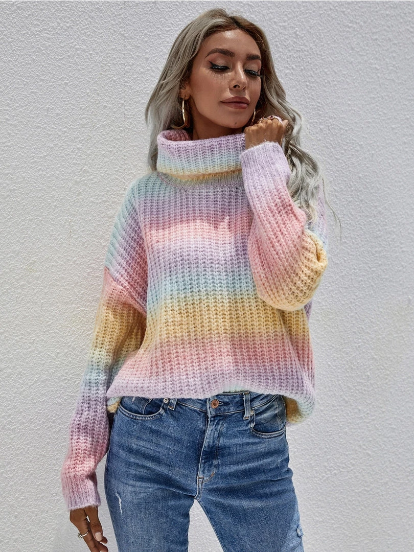 MY Smaibulun | Tie-Dye Turtleneck Bat-Sleeve Sweater - Pink Yellow Want.Need.Love 3 MY Smaibulun | Tie-Dye Turtleneck Bat-Sleeve Sweater - Pink Yellow Want.Need.Love