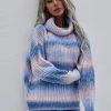 MY Smaibulun | Tie-Dye Turtleneck Bat-Sleeve Sweater - Blue