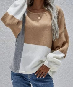 MY Smaibulun | Color Block Pattern Knit Sweater