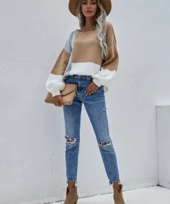 MY Smaibulun | Color Block Pattern Knit Sweater