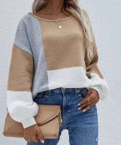 MY Smaibulun | Color Block Pattern Knit Sweater