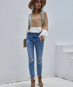 MY Smaibulun | Color Block Pattern Knit Sweater