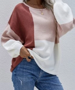 MY Smaibulun | Color Block Pattern Knit Sweater - Pink New In Clothing