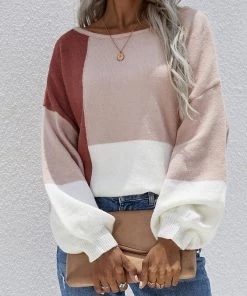 MY Smaibulun | Color Block Pattern Knit Sweater - Pink New In Clothing