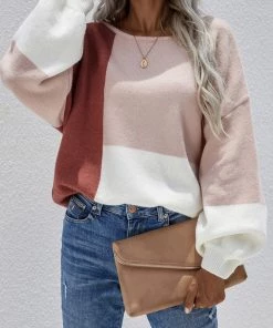 MY Smaibulun | Color Block Pattern Knit Sweater - Pink New In Clothing