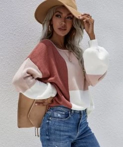 MY Smaibulun | Color Block Pattern Knit Sweater - Pink New In Clothing