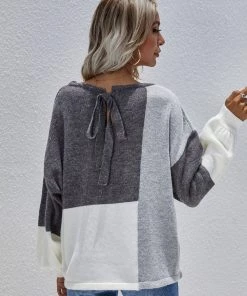 MY Smaibulun | Color Block Pattern Knit Sweater - Grey New In Clothing