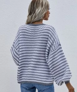 MY Smaibulun | Puff Sleeve V-Neck Sweater - Grey New In Clothing