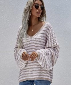 MY Clothing Smaibulun | Puff Sleeve V-Neck Sweater - Beige 12 MY Clothing Smaibulun | Puff Sleeve V-Neck Sweater - Beige