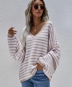 MY Clothing Smaibulun | Puff Sleeve V-Neck Sweater - Beige 14 MY Clothing Smaibulun | Puff Sleeve V-Neck Sweater - Beige