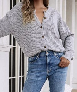 MY Smaibulun | Front And Back Wearable Knit Cardigan - Grey