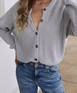 MY Smaibulun | Front And Back Wearable Knit Cardigan - Grey