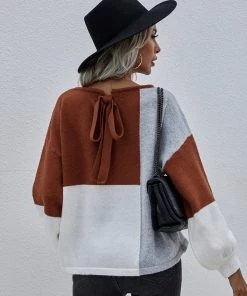 MY Smaibulun | Color Block Pattern Knit Sweater - Brown New In Clothing 13 MY Smaibulun | Color Block Pattern Knit Sweater - Brown New In Clothing