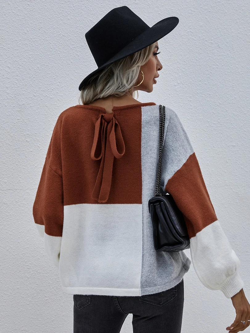 MY Smaibulun | Color Block Pattern Knit Sweater - Brown New In Clothing 7 MY Smaibulun | Color Block Pattern Knit Sweater - Brown New In Clothing