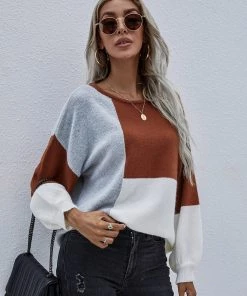 MY Smaibulun | Color Block Pattern Knit Sweater - Brown New In Clothing 10 MY Smaibulun | Color Block Pattern Knit Sweater - Brown New In Clothing