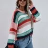 MY Smaibulun | Stripe Color-Block Knit Long-Sleeve Top - Pink New In Clothing