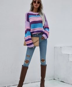 MY Smaibulun | Stripe Color-Block Knit Long-Sleeve Top - Lalic