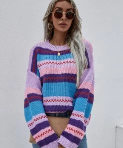 MY Smaibulun | Stripe Color-Block Knit Long-Sleeve Top - Lalic