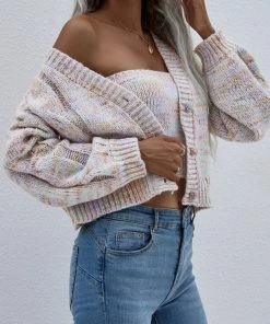 MY Smaibulun | Braid Sleeve Knit Cardigan Set - Purple