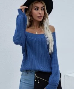 MY Smaibulun | Navy Bell-Sleeve Off-Shoulder Knit Sweater New In Clothing 13 MY Smaibulun | Navy Bell-Sleeve Off-Shoulder Knit Sweater New In Clothing