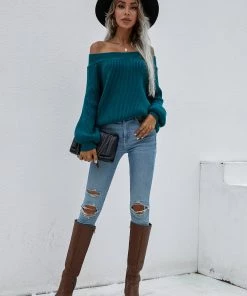 MY New In Clothing Smaibulun | Green Bell-Sleeve Off-Shoulder Knit Sweater 8 MY New In Clothing Smaibulun | Green Bell-Sleeve Off-Shoulder Knit Sweater