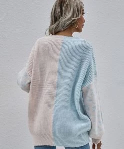 MY New In Clothing Smaibulun | Color-Block Lantern Sleeve Sweater - Blue & Beige Leopard 11 MY New In Clothing Smaibulun | Color-Block Lantern Sleeve Sweater - Blue & Beige Leopard