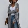 MY New In Clothing Smaibulun | Braid Open Knit Long Cardigan - Grey