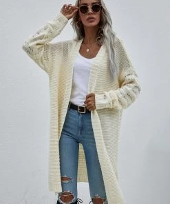 MY Smaibulun | Braid Open Knit Long Cardigan - Cream