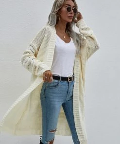 MY Smaibulun | Braid Open Knit Long Cardigan - Cream