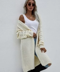 MY Smaibulun | Braid Open Knit Long Cardigan - Cream