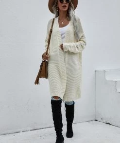 MY Smaibulun | Braid Open Knit Long Cardigan - Cream