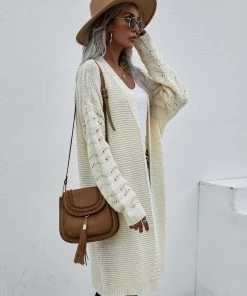 MY Smaibulun | Braid Open Knit Long Cardigan - Cream