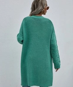 MY Smaibulun | Braid Open Knit Long Cardigan - Green New In Clothing